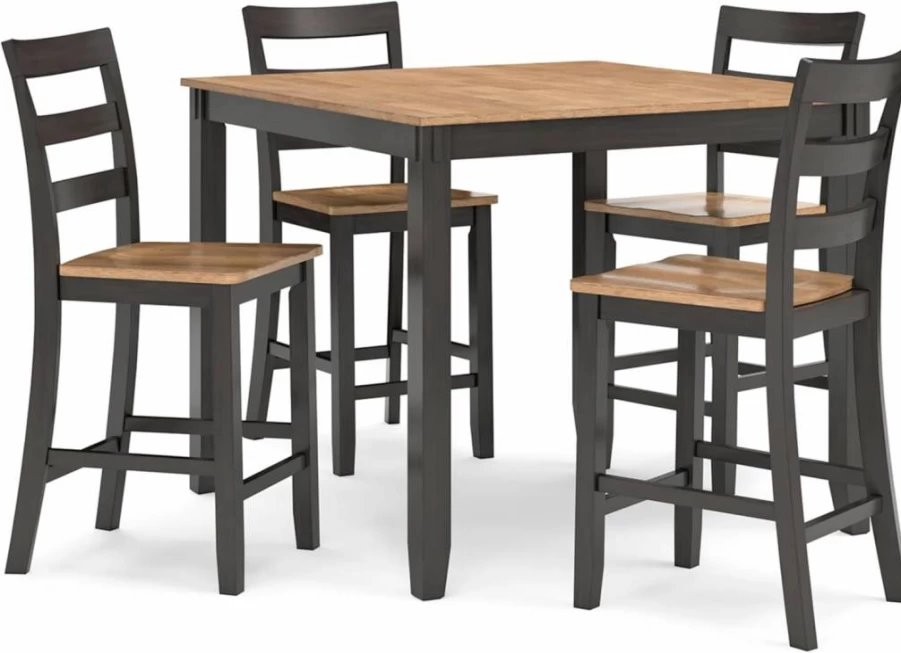 Signature Design by Ashley Bennox 5-Piece Counter Height Dining Set with Table and 4 Brown Barstools