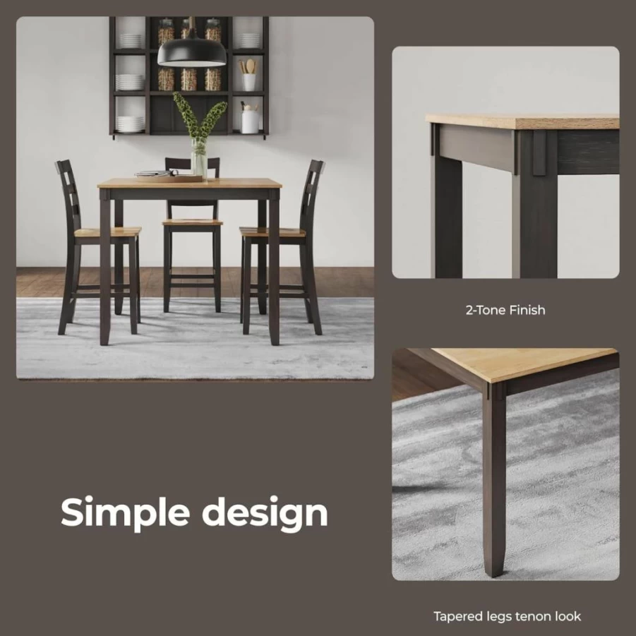 Signature Design by Ashley Bennox 5-Piece Counter Height Dining Set with Table and 4 Brown Barstools