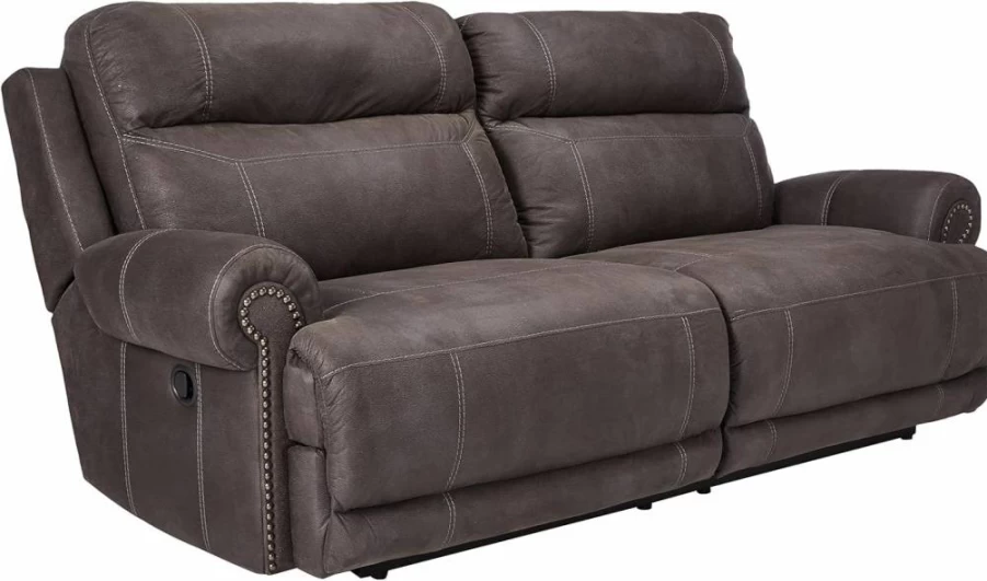 Signature Design by Ashley Austere Modern Faux Leather Recliner Loveseat in Brown – Contemporary 2-Seater Sofa