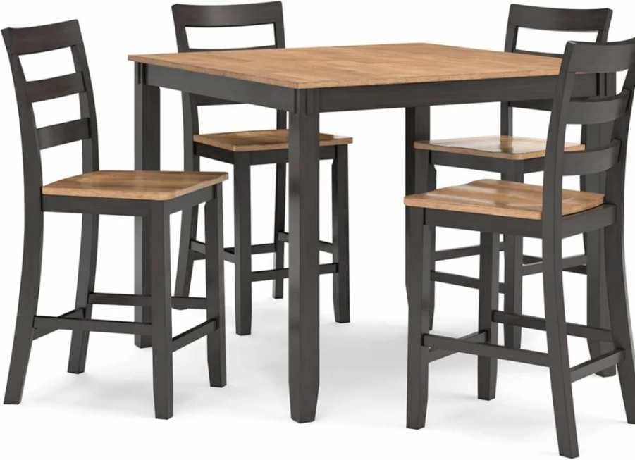Signature Design by Ashley Gesthaven Counter Height Dining Set - 5 Piece Table & 4 Bar Stools in Light/Dark Brown - Casual Kitchen Furniture