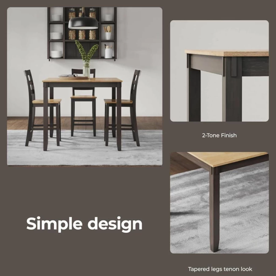Signature Design by Ashley Gesthaven Counter Height Dining Set - 5 Piece Table & 4 Bar Stools in Light/Dark Brown - Casual Kitchen Furniture