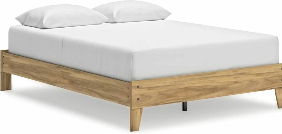 Signature Design by Ashley Calverson Mid-Century Modern Queen Bed with Platform Base in Mocha Finish