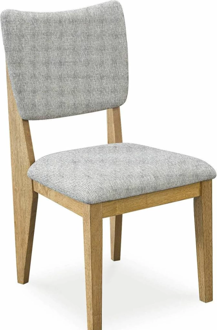 Signature Design by Ashley Sherbana 2-Piece Light Gray & Light Brown Armless Dining Chair Set - Stain-Resistant Upholstered Solid Wood Legs