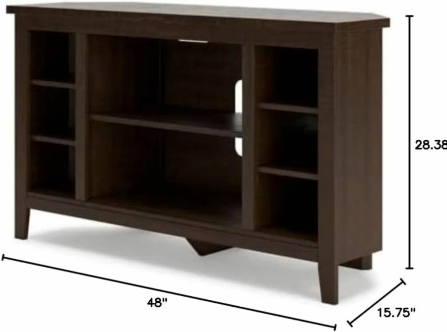 Signature Design by Ashley Arlenbry Modern Gray Corner TV Stand with Fireplace, Fits Up to 48 Inch TVs